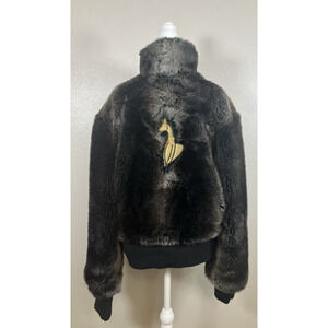 Vintage Y2K Baby Phat Jacket Womens Size XL Faux Fur Coat Brown Button Up RARE
